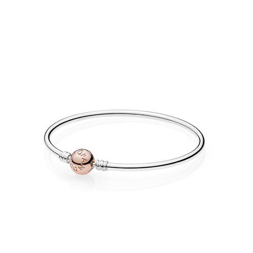 BRACCIALE RIGIDO IN ARGENTO CON CHIUSURA SFERICA IN PANDORA ROSE - 21 - PANDORA