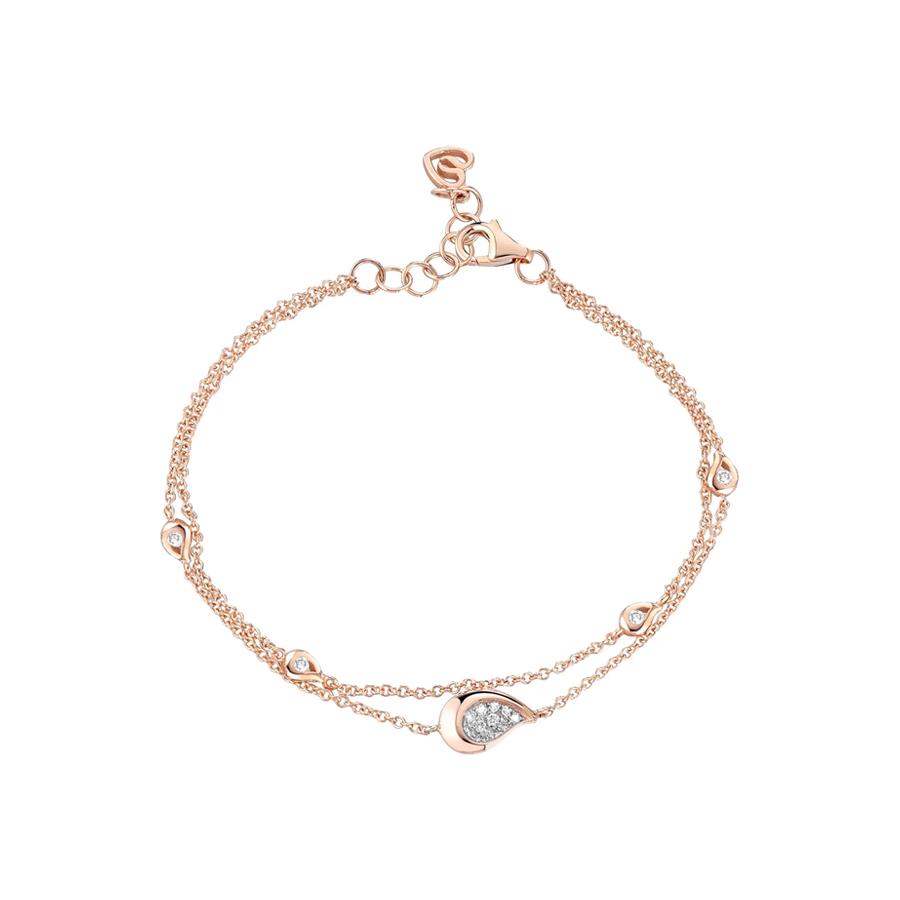 BRACCIALE "DEW" CATENA IN ORO ROSA CON DIAMANTI BIANCHI - GR 3.52 E D. 0.17 - BUONOCORE