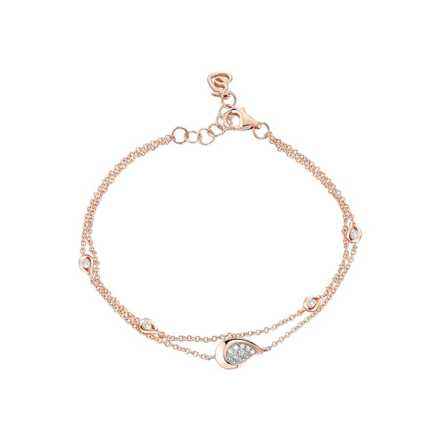 BRACCIALE "DEW" CATENA IN ORO ROSA CON DIAMANTI BIANCHI - GR 3.52 E D. 0.17 - CEDRO