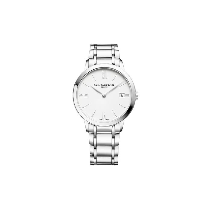 CLASSIMA ACCIAIO, QUARZO, CASSA 36 MM, QUADRANTE BIANCO, BRACCIALE ACCIAIO - BAUME & MERCIER