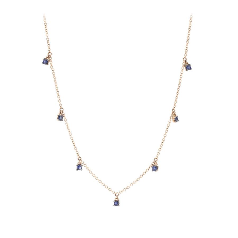 COLLANA ORO ROSA 18 KT CHANEL, 7 INCASTRI & ZAFFIRI BLU - GR 2.91 - ZAFFIRI B 0.41 KT - BUONOCORE