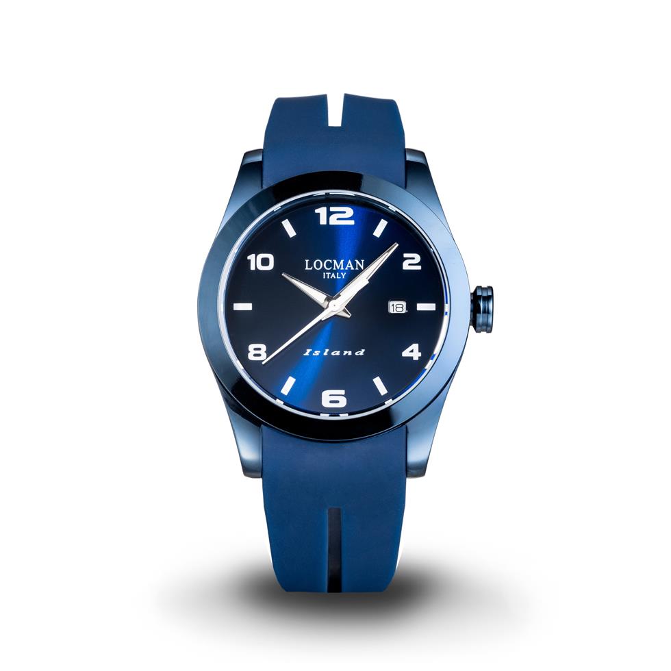 ISLAND ACCIAIO SOLO TEMPO PVD QUADRANTE BLWH CINTURINO SILICONE - LOCMAN