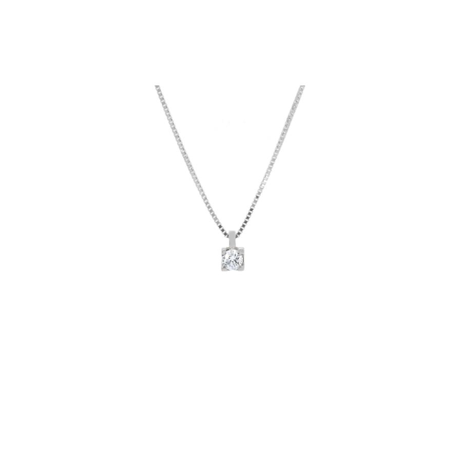 COLLANA PUNTO LUCE ORO BIANCO - KT 0.07 - CEDRO