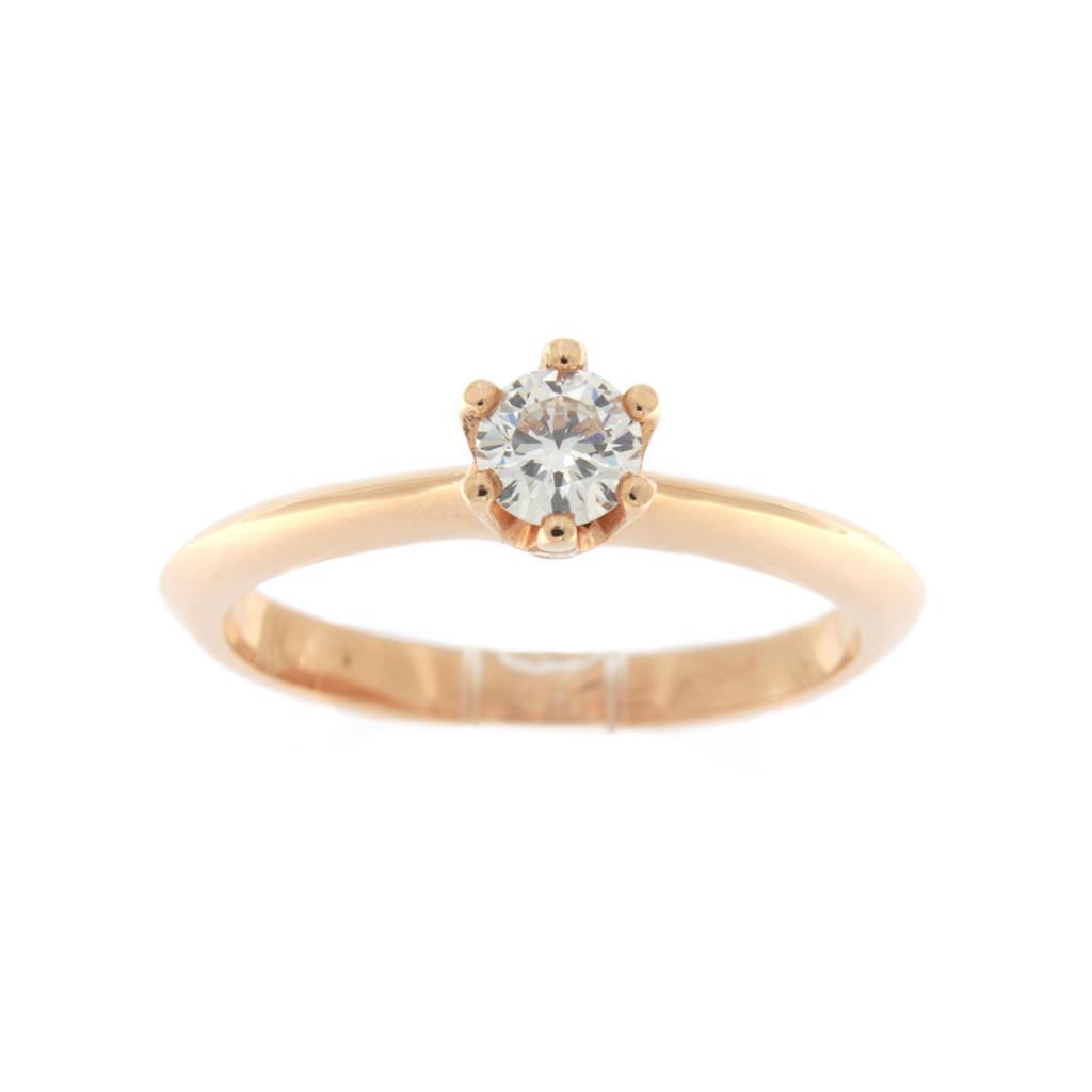 ANELLO SOLITARIO IN ORO ROSA 18 KT - DIAMANTE TAGLIO BRILLANTE KT 0.30 G VS - GR. 2.9 - 