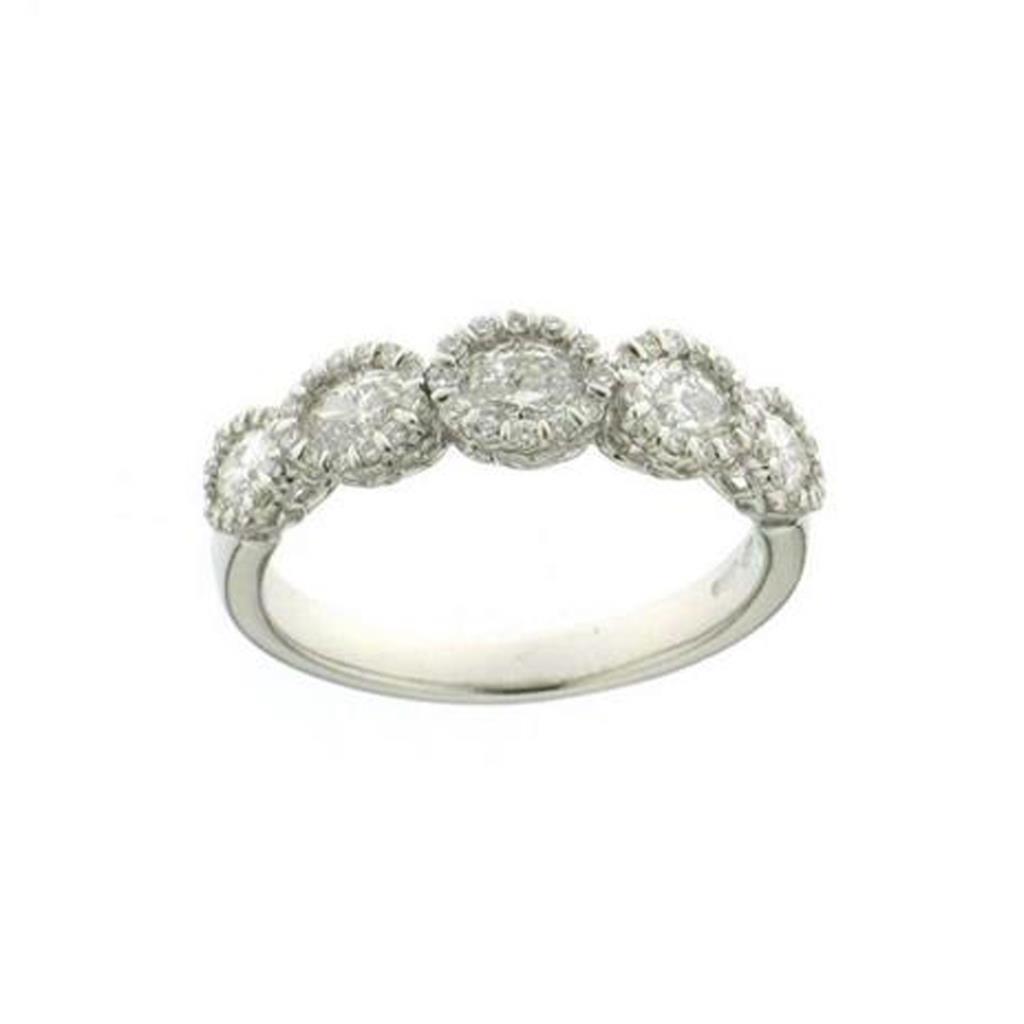 ANELLO VERETTA A 5 DIAMANTI TAGLIO OVALE CON CONTORNO DI BRILL - OV: 0.65 - BR. 0.22 - VALENTINA CALLEGHER