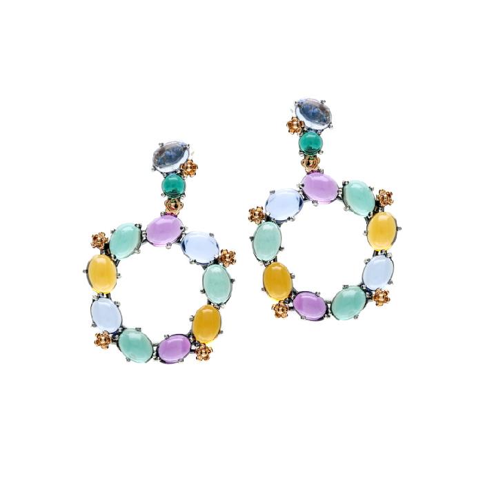 POSITANO - ORECCHINI IN ARGENTO, ORO 9 KT E QUARZI IDROTERMALI - DE NOBILI