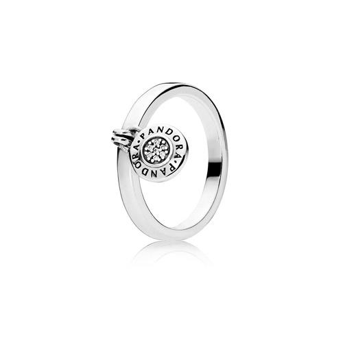 PANDORA LOGO PADLOCK SILVER RING WITH CLEAR CUBIC ZIRCONIA - PANDORA