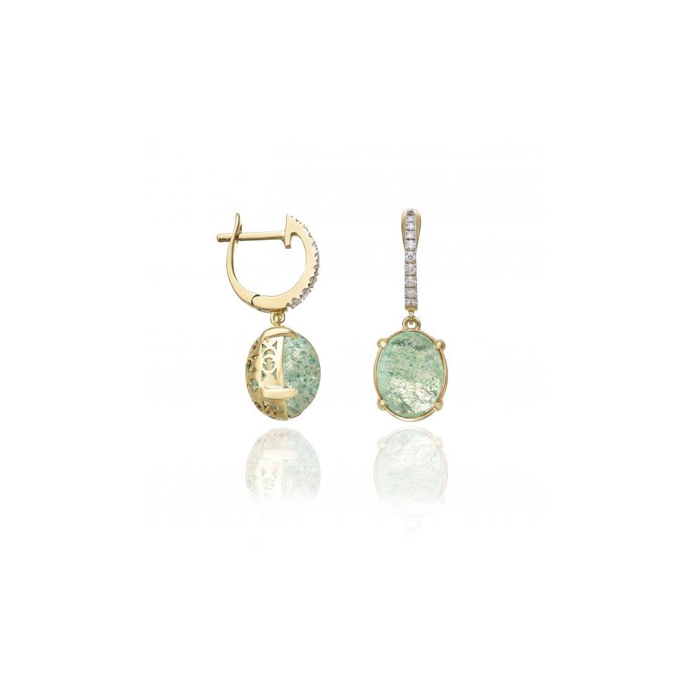ORECCHINO ARMILLAS ACQUA GEMMA ORO GIALLO CON BRILLANTI BIANCHI/QUARZO - CHIMENTO