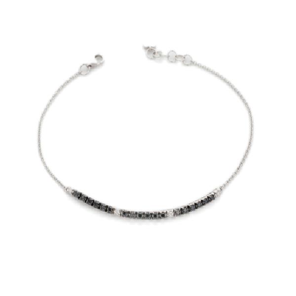 BRACCIALE MEZZO TENNIS 1^MIS ORO BIANCO 18 KT - DIAM 0.04 - DIAM NERI 0.19 - BUONOCORE