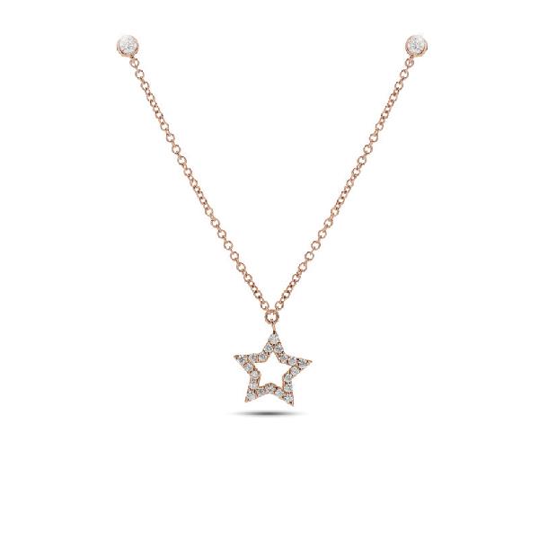 COLLANA IN ORO ROSA 18 KT "STELLA PROFILO" DIAMANTI 0.24 - BUONOCORE
