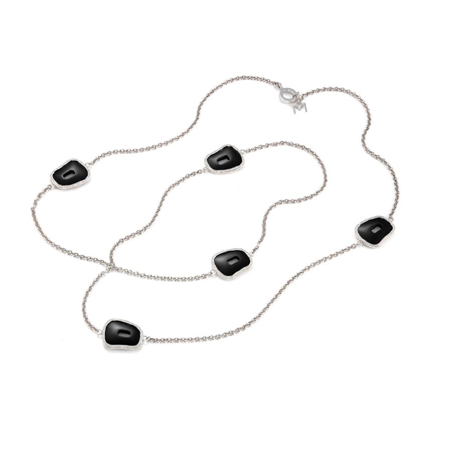 COLLANA ORO BIANCO ONICE E DIAMANTI - MATTIOLI