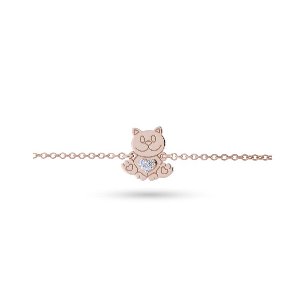 BRACCIALE ORO ROSA 18 KT CON SOGGETTO GATTINO - DIAM. 0.03 - BUONOCORE