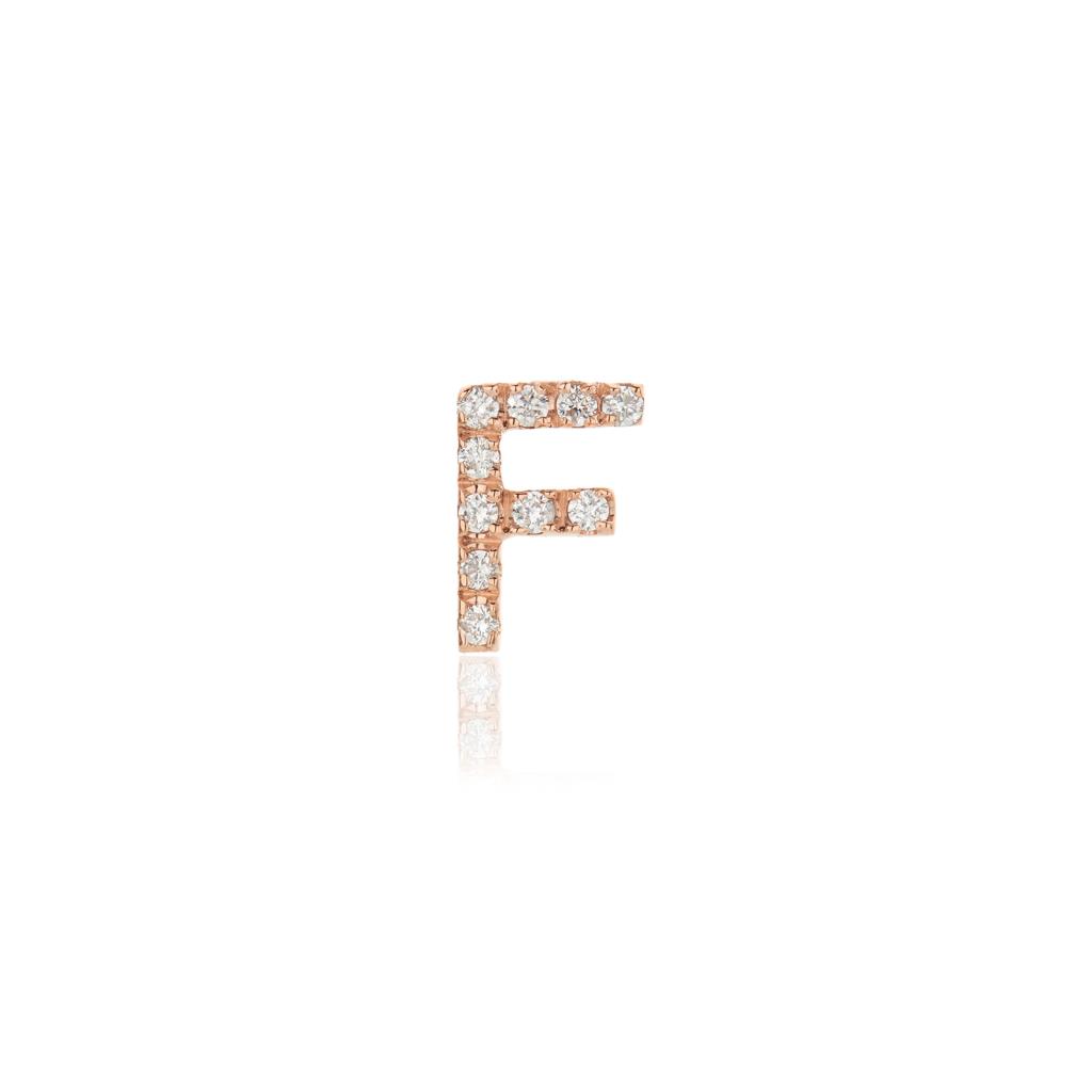 MONO ORECCHINO ORO ROSA 18 KT AL LOBO LETTERA F - DIAM 0.05 - GR 0.60 - BUONOCORE