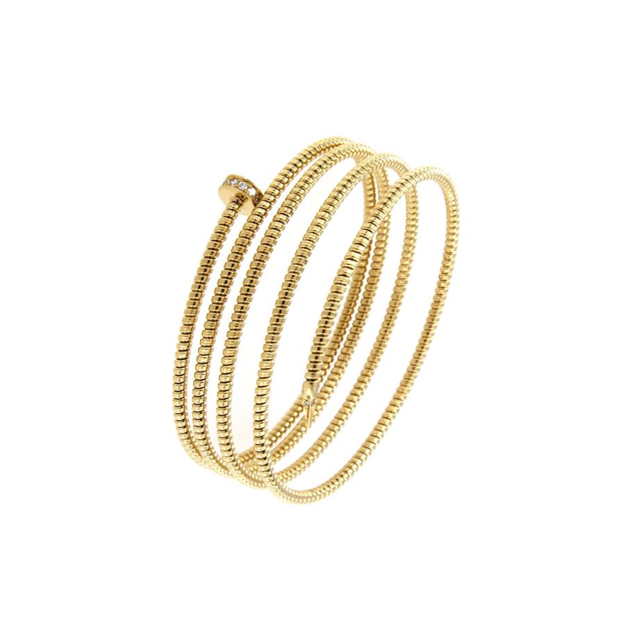 BRACCIALE IN ORO MAGLIA TUBOGAS CHIODO 5 GIRI - GR 18.20 - TESTA DIAMANTI KT 0.15 - ANTORA