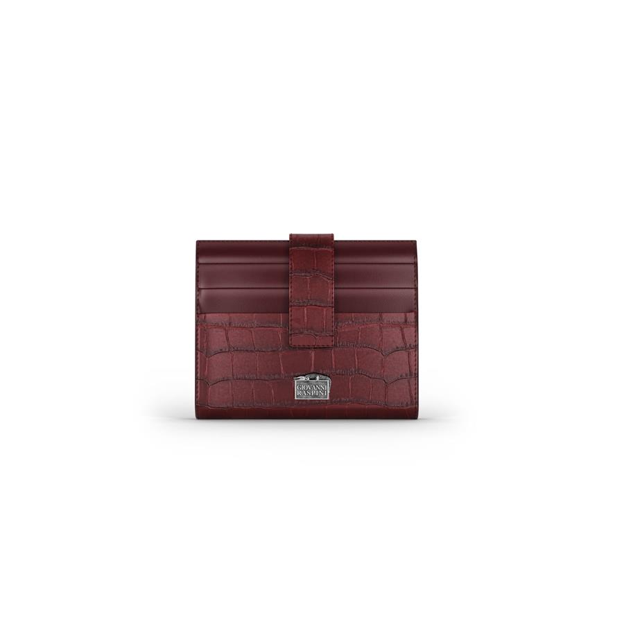 PORTAFOGLIO PORTACARTE PELLE CROCO BORGOGNA - RASPINI
