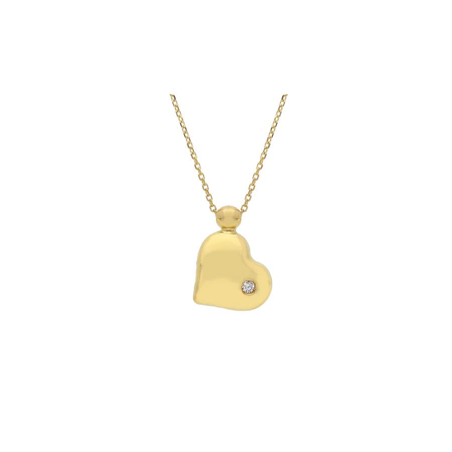 COLLANA IN ORO GIALLO FORMA CUORE CON DIAMANTE 0.02 - SONGA LJ