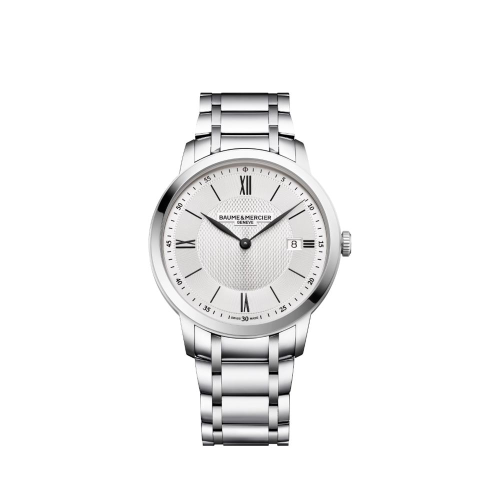 CLASSIMA 2026 ACCIAIO SOLO TEMPO QUARZO BRACCIALATO QUADRANTE BIANCO - BAUME & MERCIER