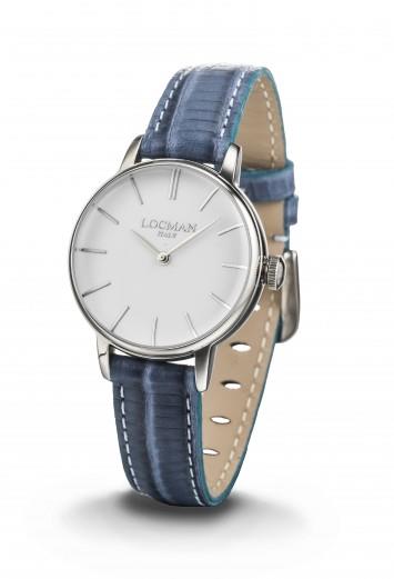 196032 MM  CASSA IN ACCIAIO E CINTURINO IN PELLE BLUE - LOCMAN