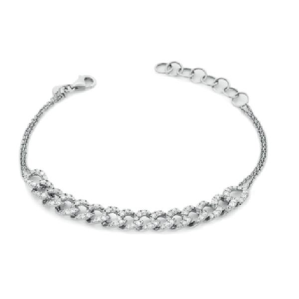 BRACCIALE IN ORO BIANCO 18 KT GRUMETTACON DIAMANTI 1.26 - CEDRO