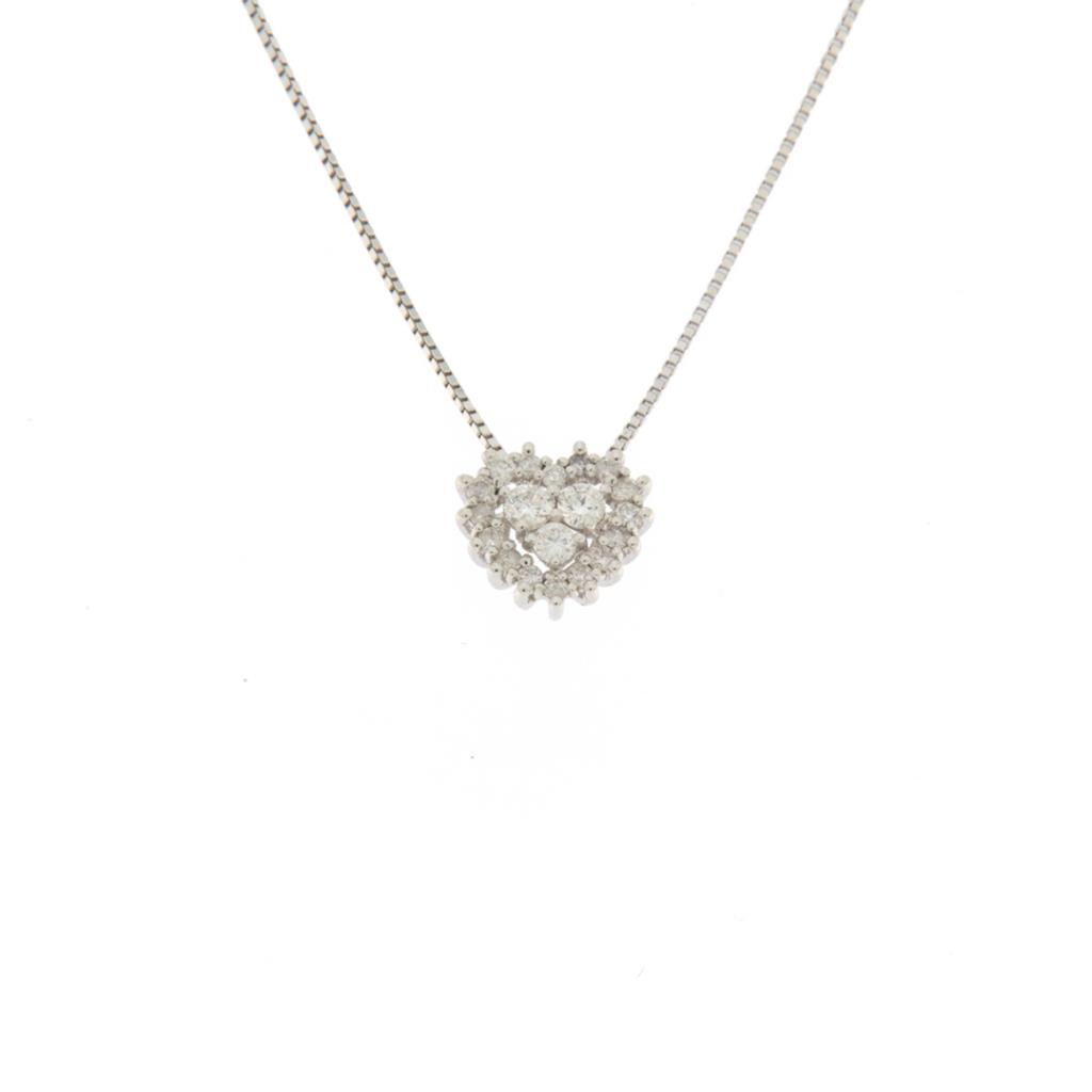 Collana modello Cuore in oro bianco con diamanti kt 0.12 - LE LUNE DIAMONDS