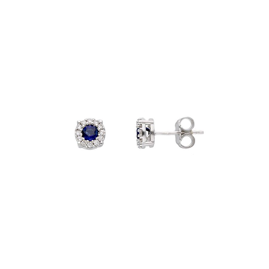 ORECCHINI ORO BIANCO 18 KT - ZAFFIRI 0.46 KT E DIAMANTI 0.19 KT  - SONGA LJ