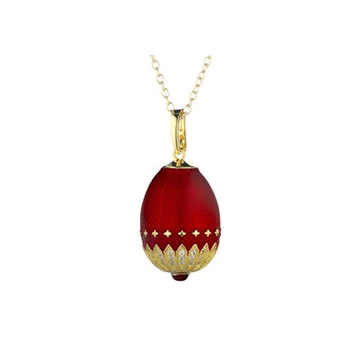 COLLANA OVETTO DORATO SMALTO ROSSO - TSARS COLLECTION