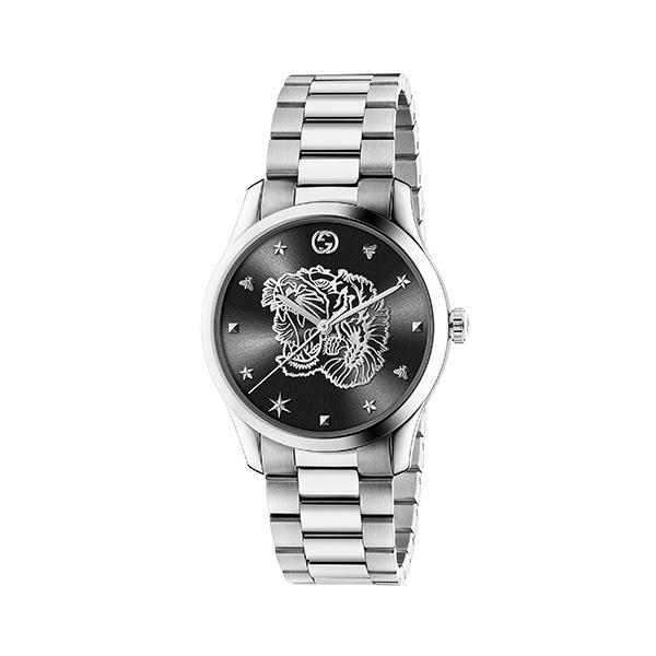 126MD BLK SBRUSH&TIGER/STL/STL - GUCCI TIMEPIECES