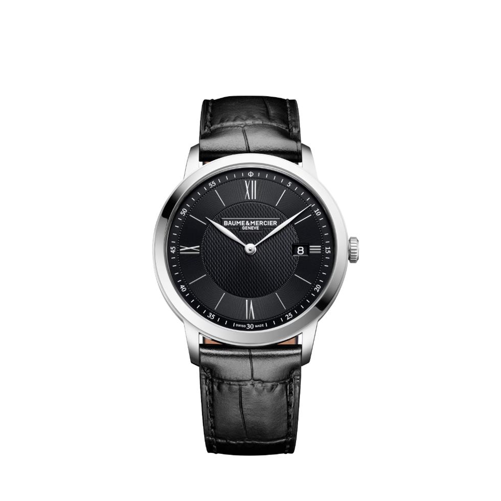 CLASSIMA 2026 ACCIAIO SOLO TEMPO QUARZO CINTURINO PELLE QUADRANTE NERO - BAUME & MERCIER