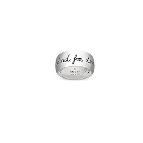 ANELLO BLIND FOR LOVE IN ARGENTO ANTICATO LUCIDO MISURA 13 - GUCCI SILVER JEWELRY