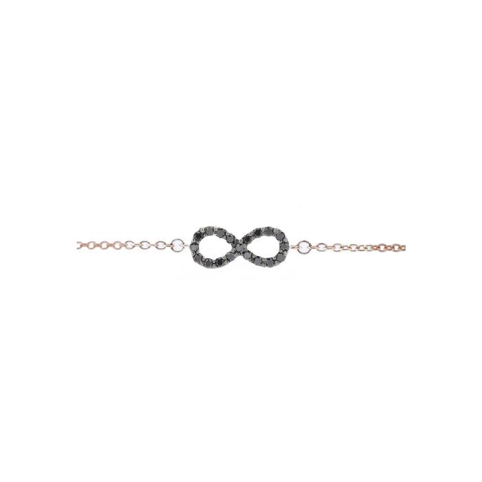 BRACCIALE ORO ROSA INFINITO + DIAM NERI - DN: 0.19 - GR 1.96 - 