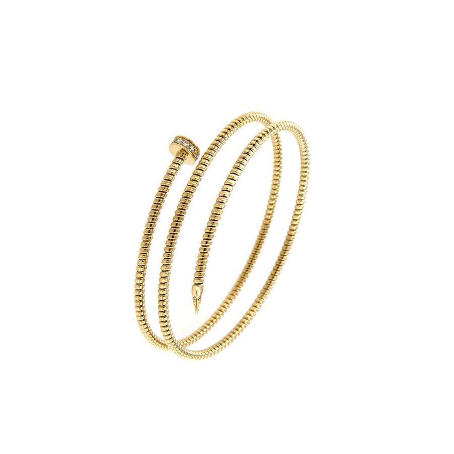 BRACCIALE IN ORO MAGLIA TUBOGAS "CHIODO 2 GIRI - GR 9.90 - TESTA DIAMANTI KT 0.15 - ANTORA