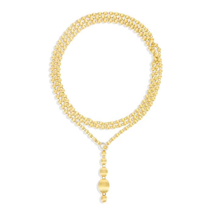 COLLANA ICONICA "IVY" SLIM CONVERTIBILE CON BOULES IN ORO INCISE A MANO E DIAMANTI - BR 0.18 - NANIS