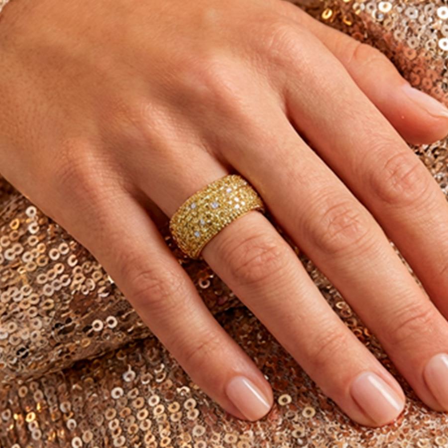 ANELLO STAR IN ORO GIALLO, ZAFFIRI NATURALI GIALLI E DIAMANTI - CHIMENTO