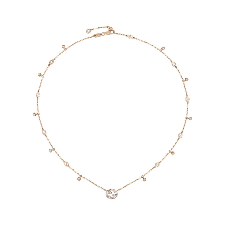 GUCCI INTERLOCKING - COLLANA ORO ROSA 18 KT E DIAMANTI  - GUCCI FINE JEWELRY