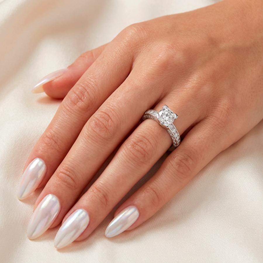 Solitario modello Icona in oro bianco con diamante certificato GIA 0.51 G IF  contorno 0.77 g if  - GIORGIO VISCONTI