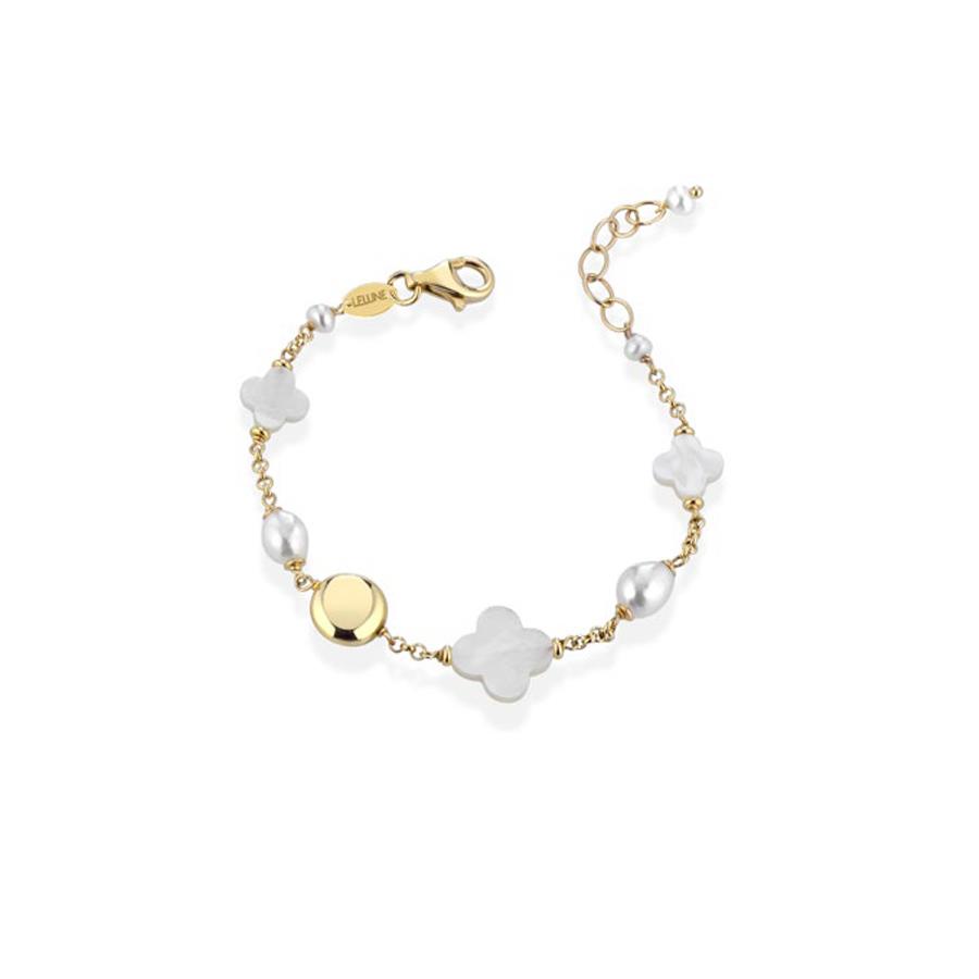 BRACCIALE IN AG925 GIALLO , PERLE D'ACQUA DOLCE E MADREPERLA AUSTRALIANA - LE LUNE GLAMOUR