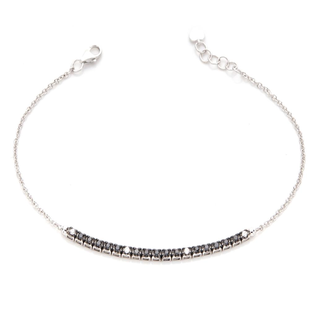 BRACCIALE TENNIS ORO BIANCO 18 KT CON CATENA "2^ MISURA" DIAM- 0.06 - DIA NERI 0.22 - GR 2.83 - BUONOCORE