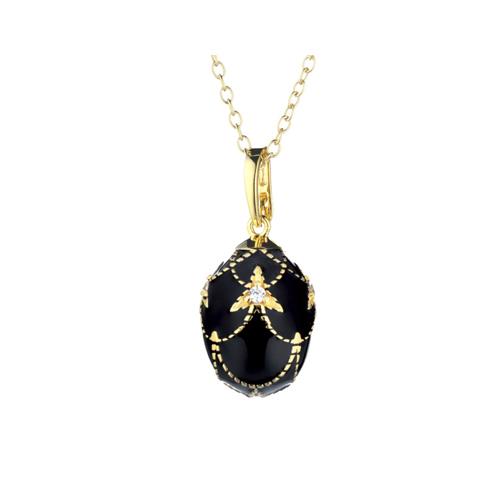 OVETTO IN ARGENTO DORATO E SMALTO NERO - TSARS COLLECTION