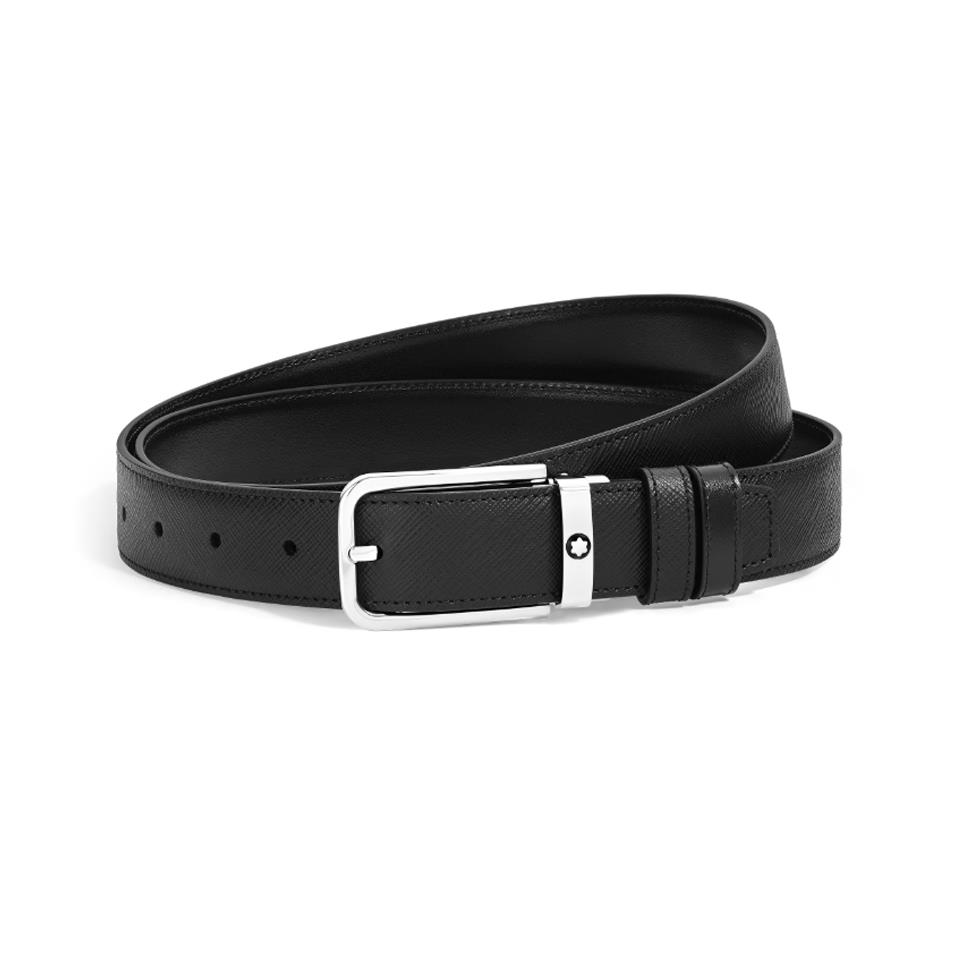CINTURA FIBIA RETTANGOLARE REVERSIBILE NERO 30 MM - MONTBLANC