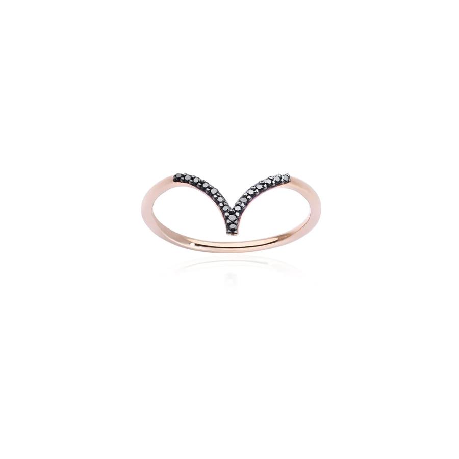ANELLO BLACK CHEVRON DIAM NERI KT 0.08 - MIS 14 - BURATO