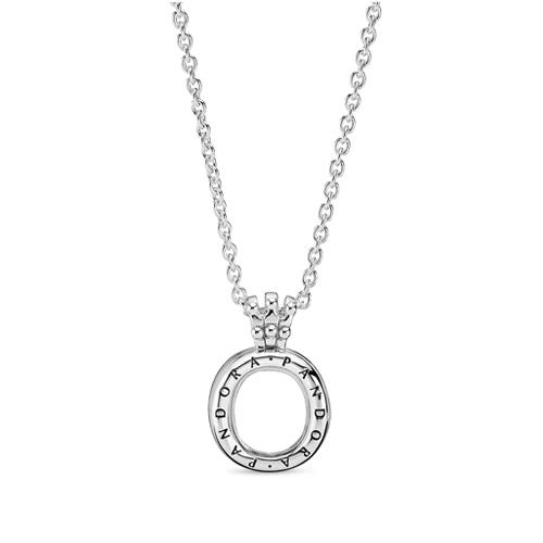 CROWN O STERLING SILVER LOCKET PENDANT WITH SAPPHIRE CRYSTAL GLASS AND NECKLACE - PANDORA