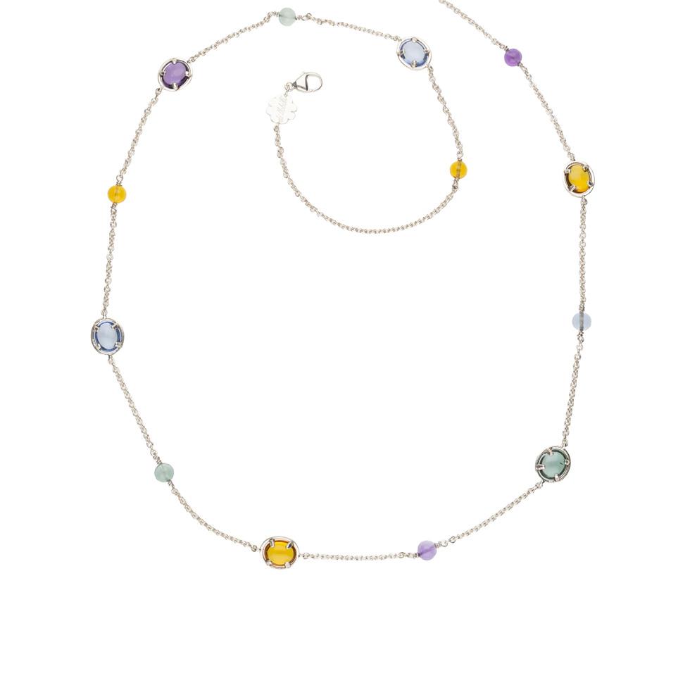 COLLANA NUOVA POSITANO IN ARGENTO E ORO 9 KT - QUARZI IDROTERMALI - DE NOBILI