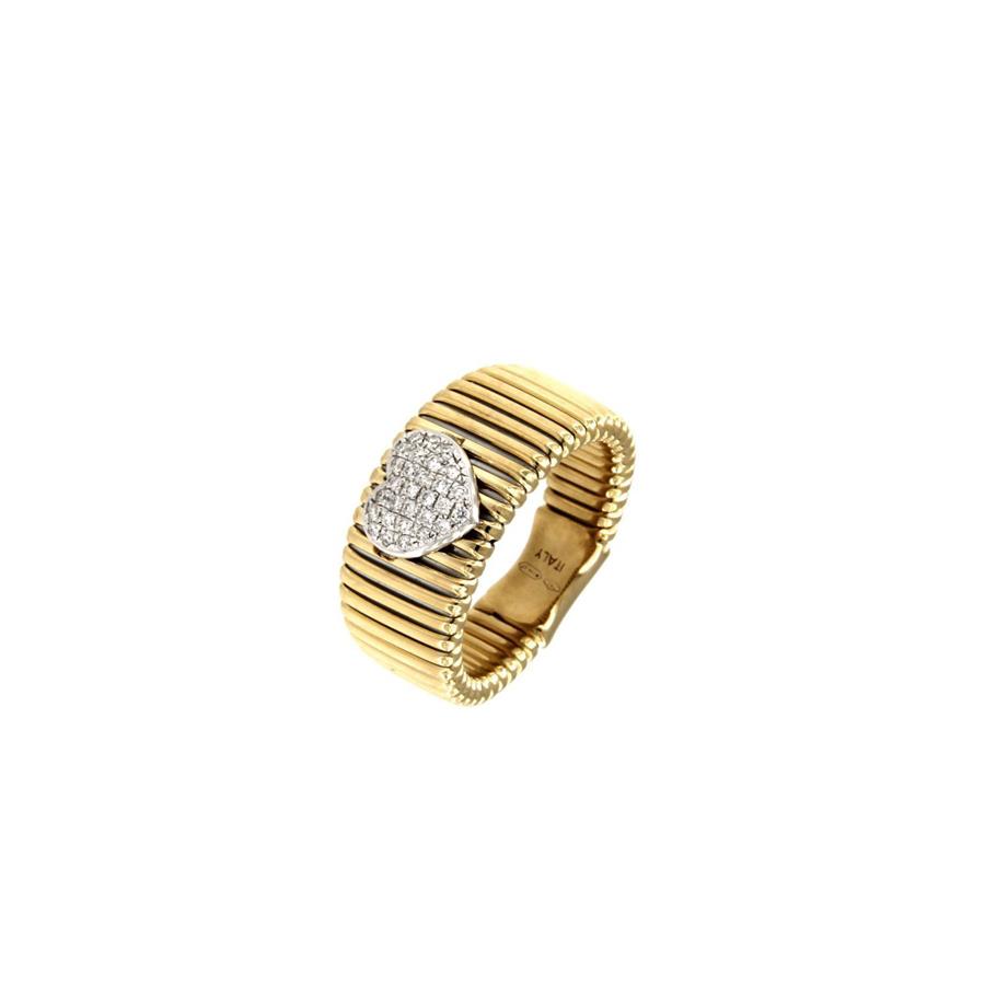 ANELLO ORO GIALLO CON CUORE PAVÈ CT 0.40 - ANTORA