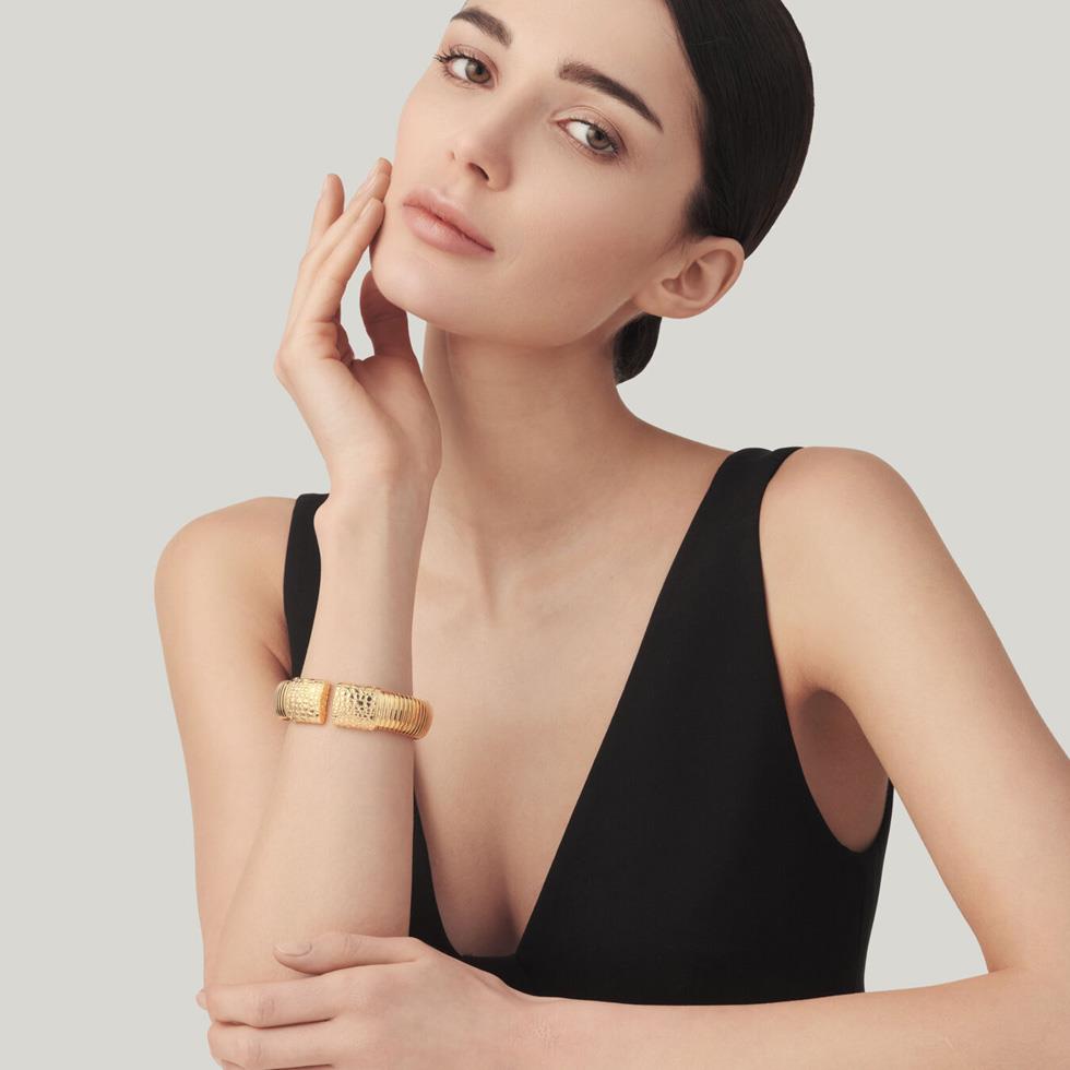 BRACCIALE TUBOGAS CROCO DORATO GRANDE - RASPINI