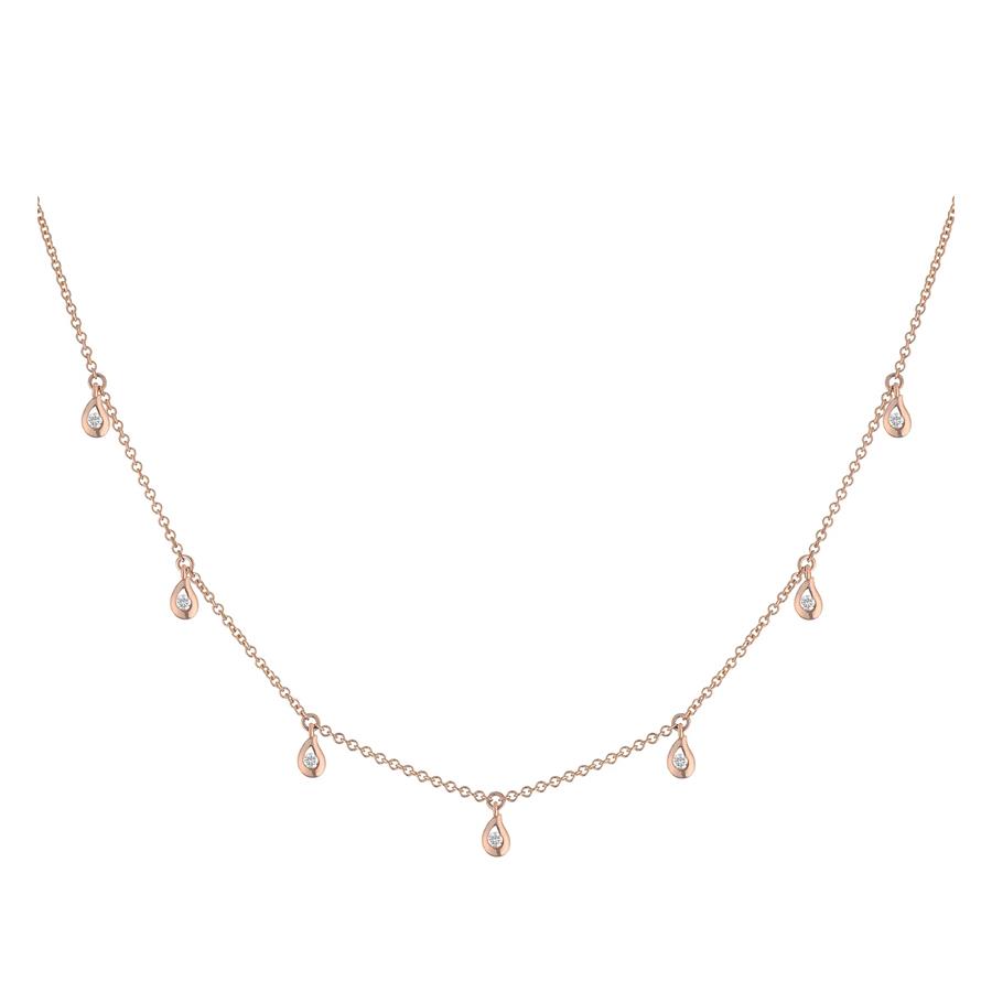 COLLANA "DEW" IN ORO ROSA 7 GOCCE PENDENTI CON DIAMANTI BIANCHI - GR 3.50 - D. 0.16 - BUONOCORE