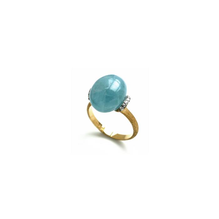 ANELLO CON AQUAMARINA E DIAMANTI IN ORO GIALLO - NANIS