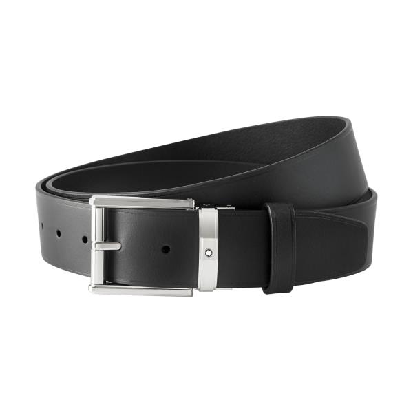 CINTURA IN PELLE NERA 3.5 CM CON FIBBIA AD ARDIGLIONE QUADRATA  - MONTBLANC