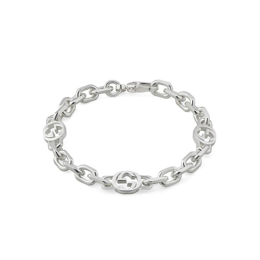 BRACCIALE IN ARGENTO CON LOGO INTERLOCKING G - CM 17 - GUCCI SILVER JEWELRY