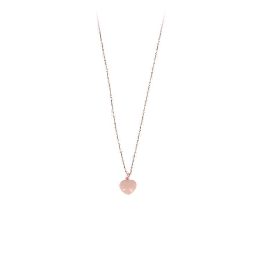 COLLANA "BRIO" CUORE ROSA LUCIDO SMALTO ROSA MOUSSE CHIARO - PESAVENTO
