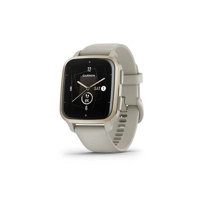 VENU&reg; SQ 2 - MUSIC EDITION - GHIERA CREAM GOLD IN ALLUMINIO CON CASSA FRENCH GREY E CINTURINO DI SILICONE - GARMIN